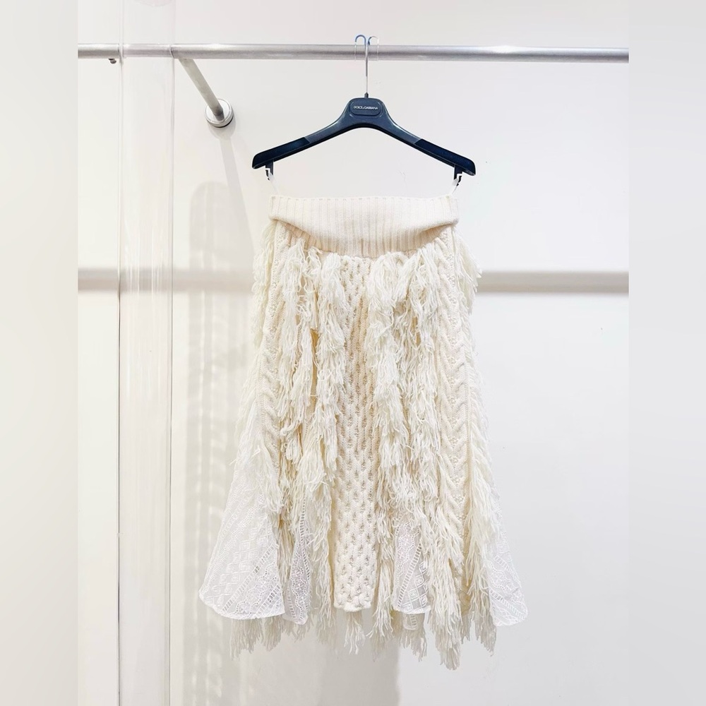 ❌sold❌Authentic Sacai Cream Textured A-Line Skirt